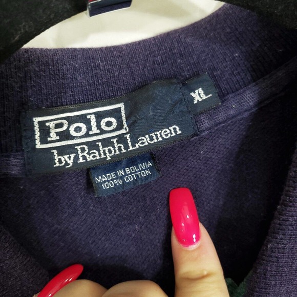 Polo Ralph Lauren Golf Shirt Vtg 90s Green Red Blue Striped Rugby Collared Sz XL - Picture 6 of 8